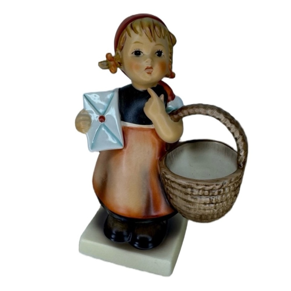Goebel Hummel 972 Meditation Vintage 1980s German Figurine Girl with Basket